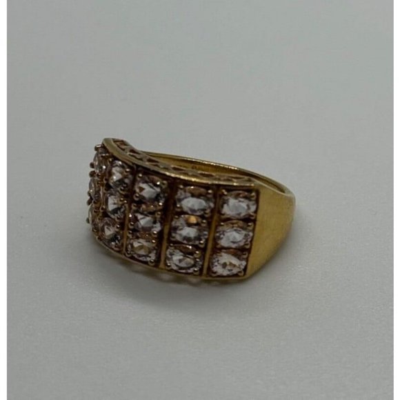 925 STERLING SILVER GOLD PLATED MORGANITE RING SIZE 6.5 - Picture 6 of 10